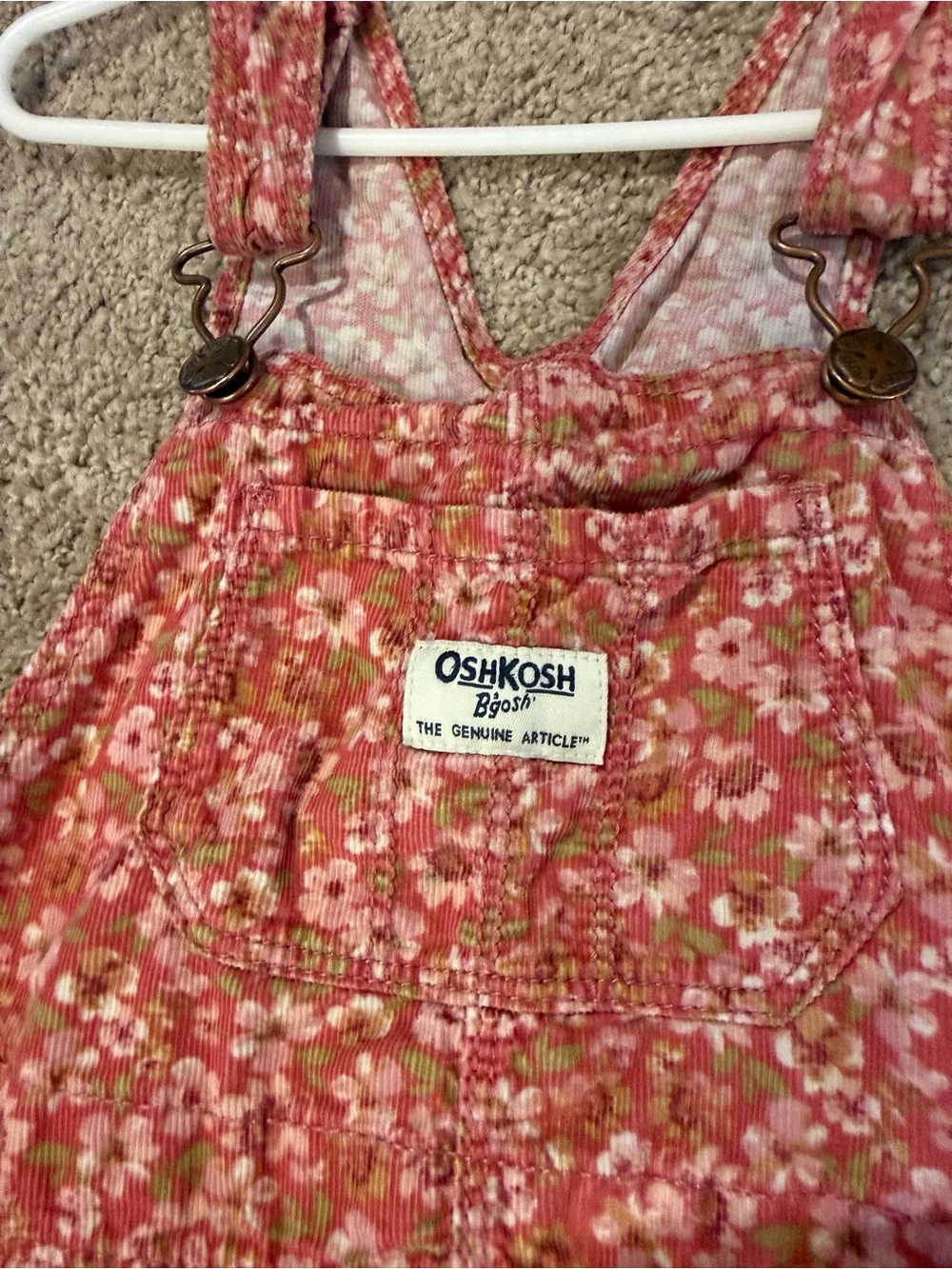 OshKosh Pink Floral Toddler Pinafore with Pocket
